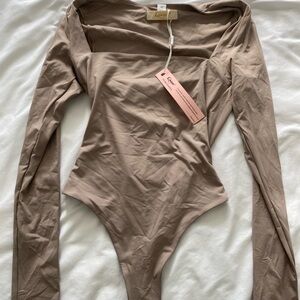 Long Sleeve Beige Bodysuit
